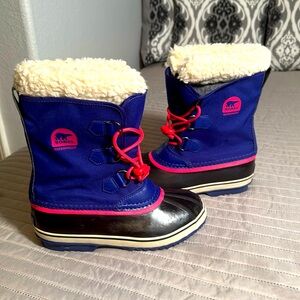 Sorel Yoot Pac Blue Black waterproof Snow Boots girls size 5